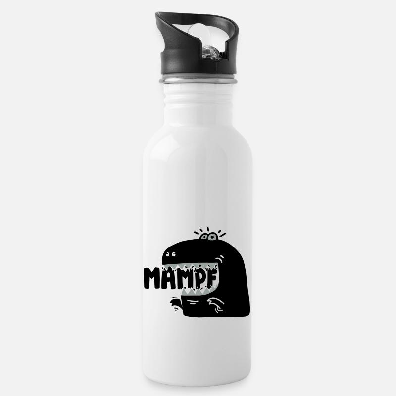 Super hungriger Mampf-T-Rex! - Trinkflasche mit integriertem Trinkhalm - Weiß