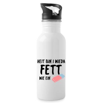 Fett wie ein Radierer - Trinkflasche mit integriertem Trinkhalm - Weiß - Rechts