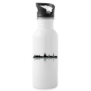 Skyline Bremen Schatten - Trinkflasche mit integriertem Trinkhalm - Weiß - Rechts