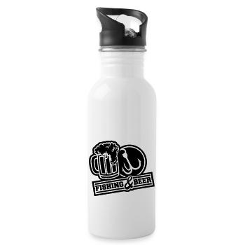 fishing_beer_design_ye1 - Trinkflasche mit integriertem Trinkhalm - Weiß - Rechts