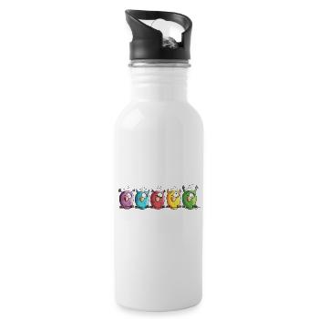 Funny Owls - Eule - Vogel - Trinkflasche mit integriertem Trinkhalm - Weiß - Rechts