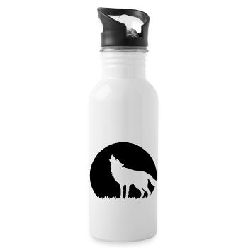 Howling Wolf At Full Moon (1C) - Water bottle with straw - white - Right