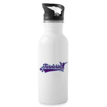 Turnerin Schriftzug 01 - Trinkflasche mit integriertem Trinkhalm - Weiß - Rechts