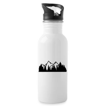 summit mountains hills forest mountainous trip holiday fer - Water bottle with straw - white - Right