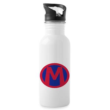 Super, Superheld, Superheldin, Hero, M - Trinkflasche mit integriertem Trinkhalm - Weiß - Rechts