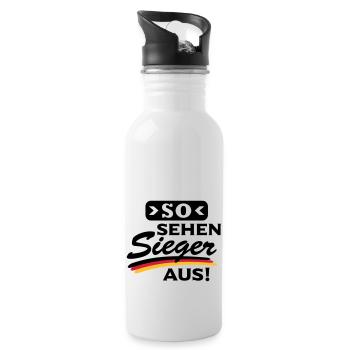 So sehen Sieger aus - Trinkflasche mit integriertem Trinkhalm - Weiß - Rechts