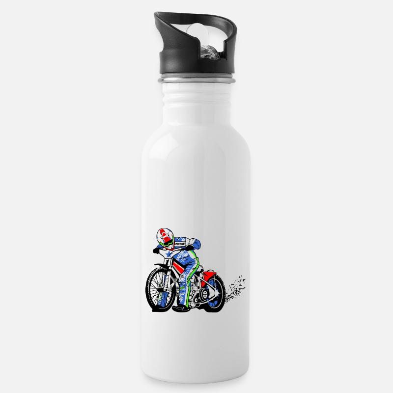 Speedway - Trinkflasche mit integriertem Trinkhalm - Weiß