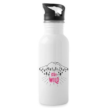 Stay Wild - Trinkflasche mit integriertem Trinkhalm - Weiß - Rechts