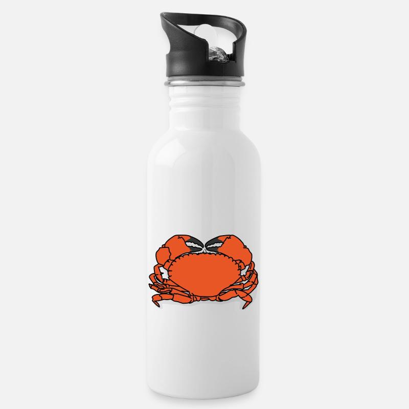 Crab - Water bottle with straw - white