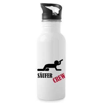saeufer_crew - Trinkflasche mit integriertem Trinkhalm - Weiß - Rechts