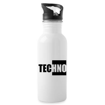 Techno - Trinkflasche mit integriertem Trinkhalm - Weiß - Rechts