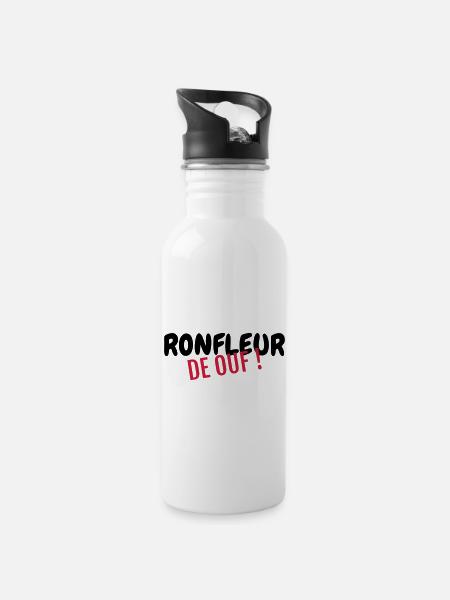 Ronfler / Ronfleur / Ronfleuse / Ronflement - Gourde avec paille intégrée - blanc
