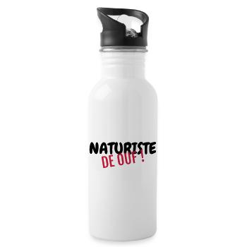 Naturisme / Naturiste / Nudisme / Nudiste - Gourde avec paille intégrée - blanc - Droite