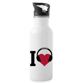 I love Music - Trinkflasche mit integriertem Trinkhalm - Weiß - Rechts
