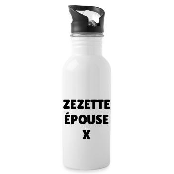 Zezette épouse X ! Le Père Noël est une ordure - Gourde avec paille intégrée - blanc - Droite