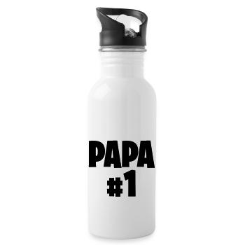 Papa # 1 - Trinkflasche mit integriertem Trinkhalm - Weiß - Rechts