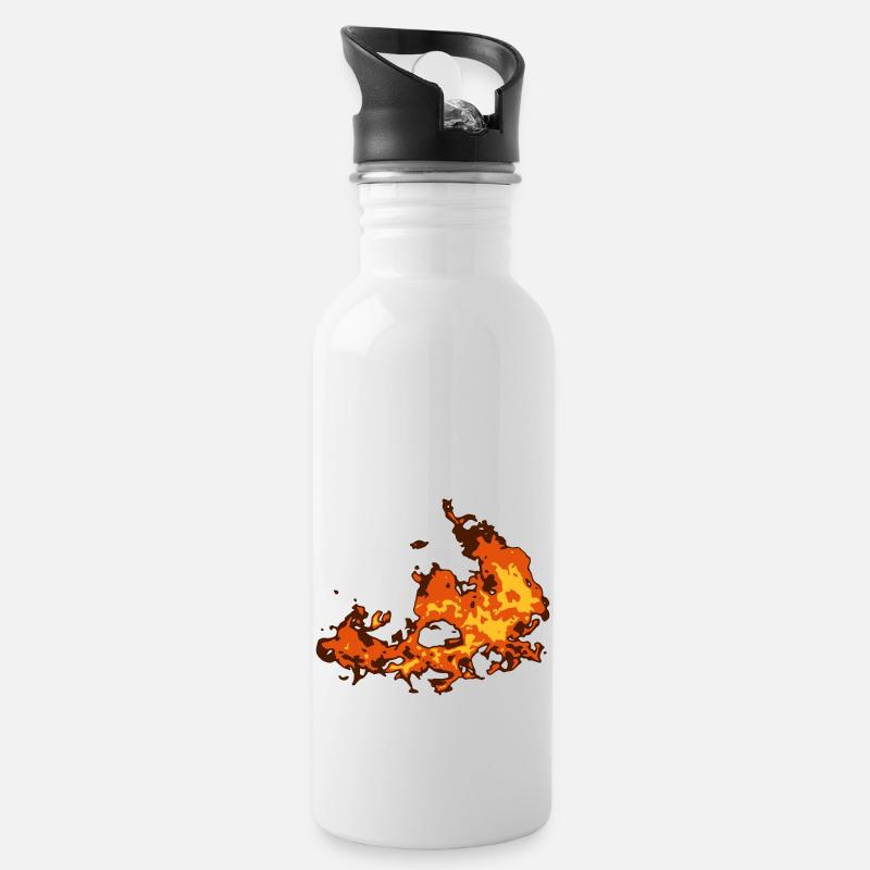 Feuer - Trinkflasche mit integriertem Trinkhalm - Weiß