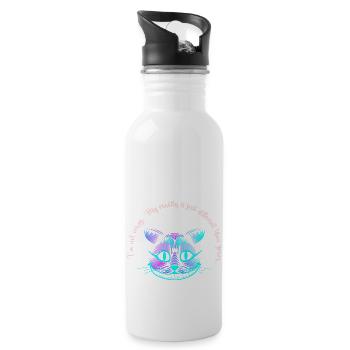 Grinsekatze - Trinkflasche mit integriertem Trinkhalm - Weiß - Rechts