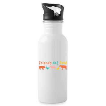 friends not food Vegan - Trinkflasche mit integriertem Trinkhalm - Weiß - Rechts