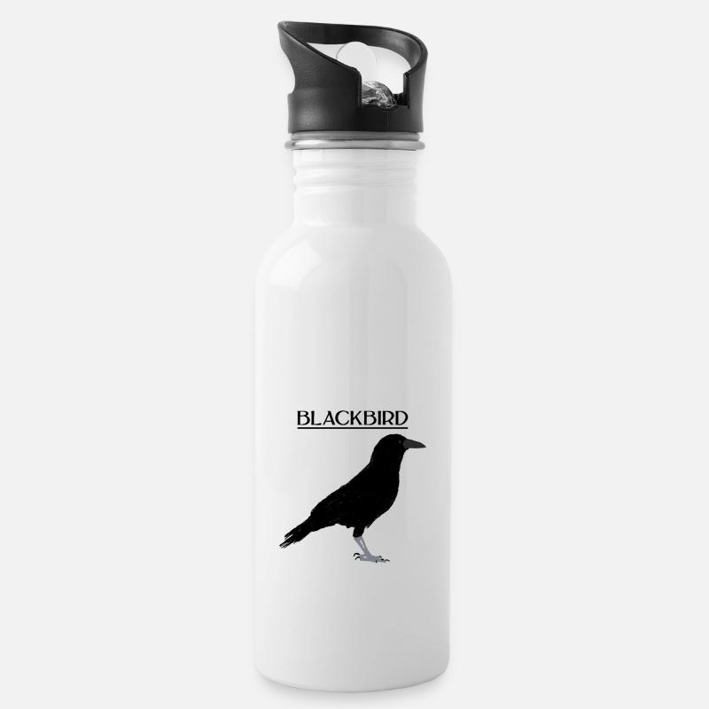 AMSEL - Trinkflasche mit integriertem Trinkhalm - Weiß