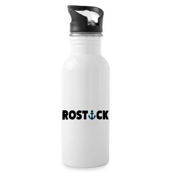 ROSTOCK Hansestadt Anker - Trinkflasche mit integriertem Trinkhalm - Weiß - Rechts