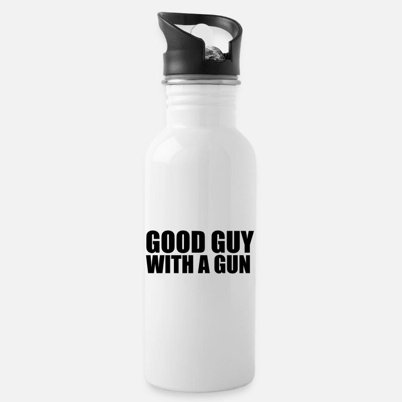 Good guy with A gun - Trinkflasche mit integriertem Trinkhalm - Weiß