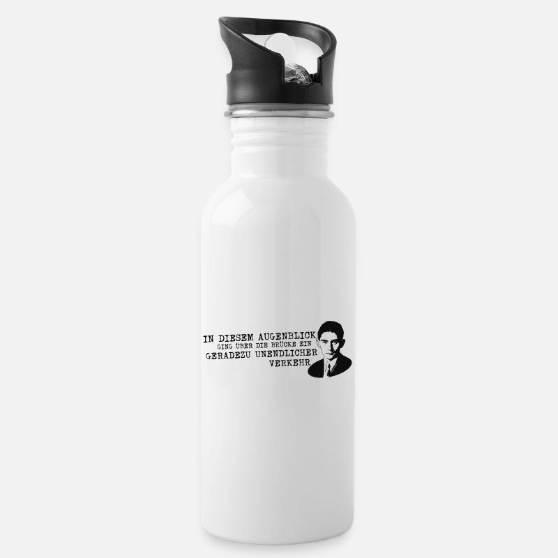 Franz Kafka Zitat Urteil Brücke - Trinkflasche mit integriertem Trinkhalm - Weiß