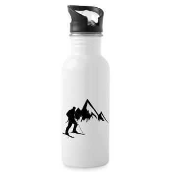 Ski Berg Geschenk Tourenski Ski Touren - Trinkflasche mit integriertem Trinkhalm - Weiß - Rechts