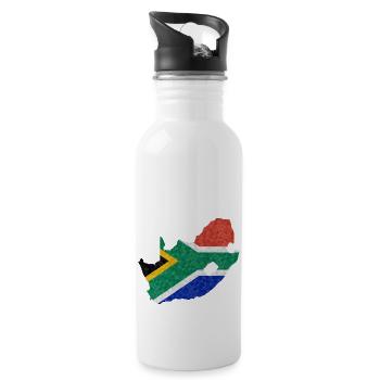 South Africa Flag Africa South African Flag - Water bottle with straw - white - Right