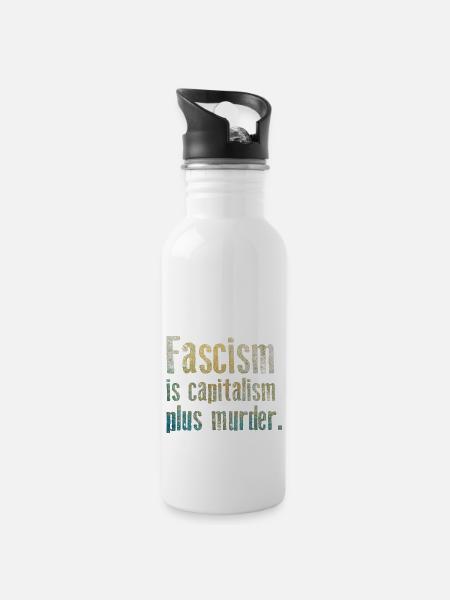 Antifascisme - Le fascisme est le capitalisme plus assassiner - Gourde avec paille intégrée - blanc