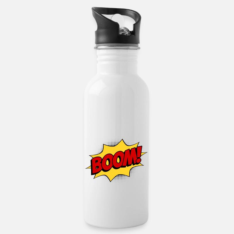Boom - Trinkflasche mit integriertem Trinkhalm - Weiß