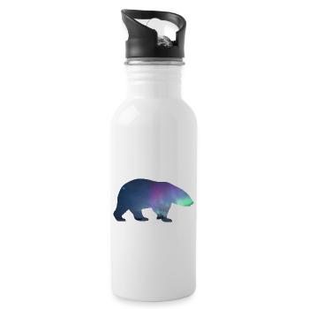 Polar Bear Northern Lights design - Water bottle with straw - white - Right