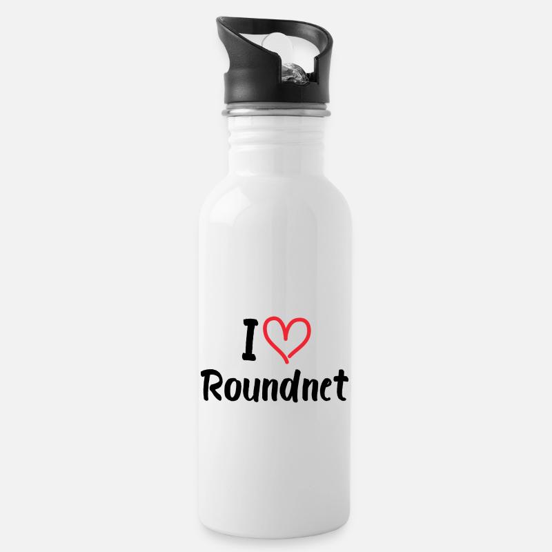 I love Roundnet/ Ich liebe Roundnet Herz Design - Trinkflasche mit integriertem Trinkhalm - Weiß