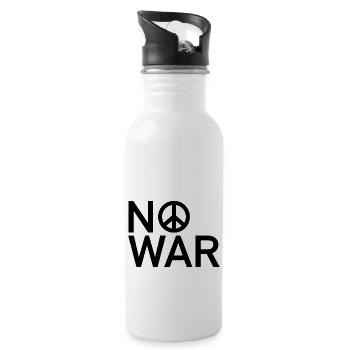 NO WAR Friedenszeichen Statement - Trinkflasche mit integriertem Trinkhalm - Weiß - Rechts