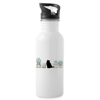 Cats and plants kitten florist cactus - Water bottle with straw - white - Right