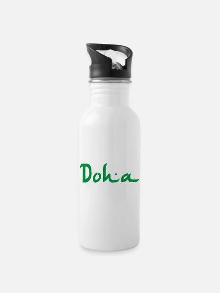 DOHA - Trinkflasche mit integriertem Trinkhalm - Weiß