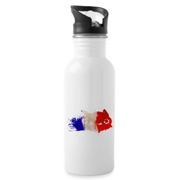 Moto Art Motorsport Frankreich Flagge - Trinkflasche mit integriertem Trinkhalm - Weiß - Rechts