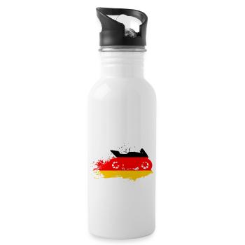 Moto Art Motorsport Deutschland Flagge - Trinkflasche mit integriertem Trinkhalm - Weiß - Rechts