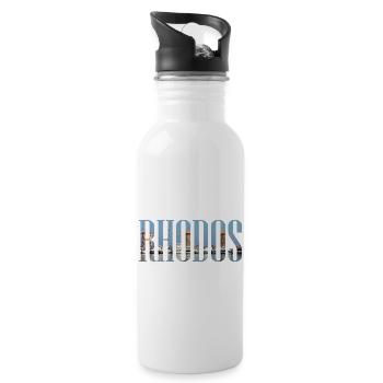 Rhodos Urlaub mit Strand, Windmühlen Griechenland - Trinkflasche mit integriertem Trinkhalm - Weiß - Rechts