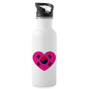 Liebe Korea - Trinkflasche mit integriertem Trinkhalm - Weiß - Rechts