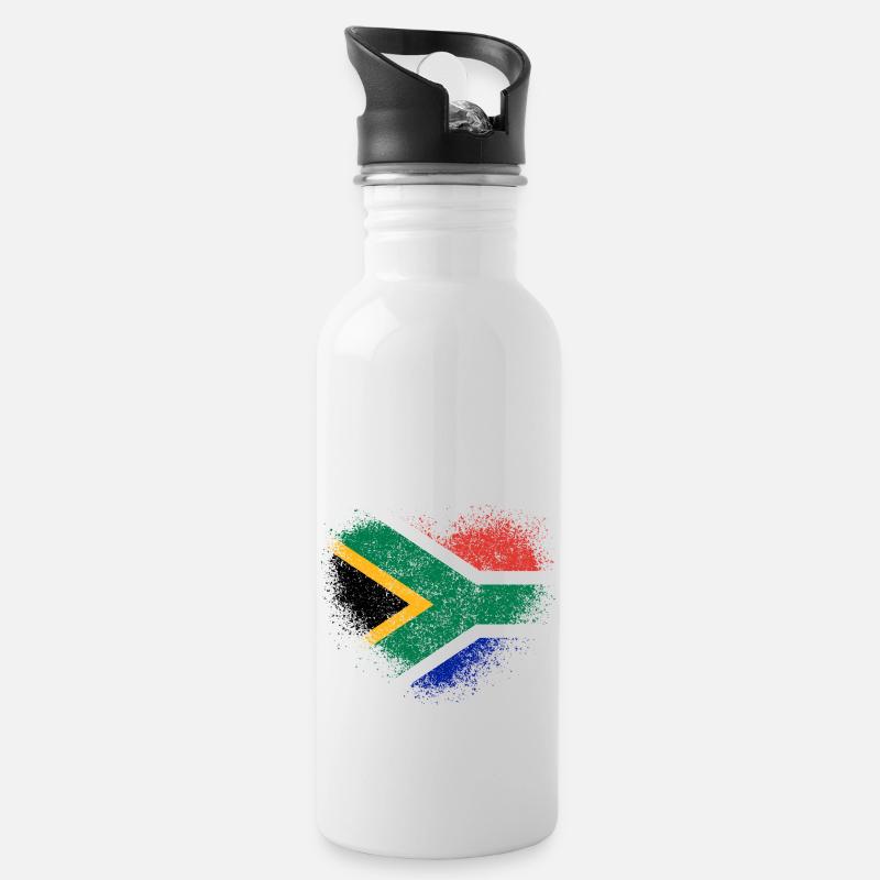Südafrika - Trinkflasche mit integriertem Trinkhalm - Weiß