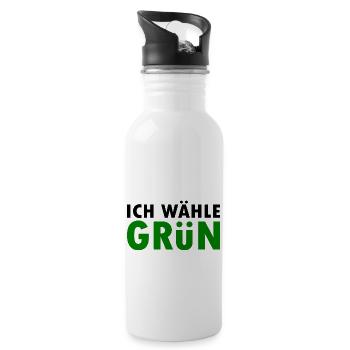 Ich wähle grün - Trinkflasche mit integriertem Trinkhalm - Weiß - Rechts