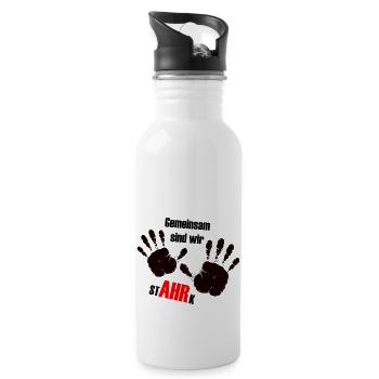 We AHR together | Ahrtal Hochwasser SolidAHRität - Trinkflasche mit integriertem Trinkhalm - Weiß - Rechts