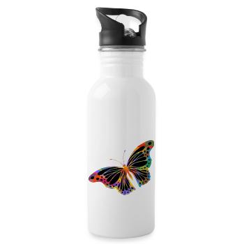 Schmetterling - Trinkflasche mit integriertem Trinkhalm - Weiß - Rechts