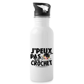 Je Peux Pas J'ai Crochet Cadeau Couture - Gourde avec paille intégrée - blanc - Droite