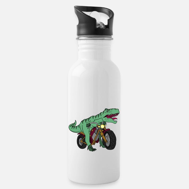 Moto dinosaure - Gourde avec paille intégrée - blanc