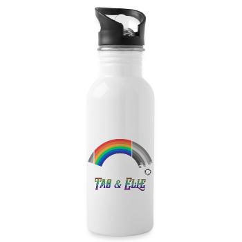 Heartstopper Regenbogen Tao und Elle LBGTQIA+ - Trinkflasche mit integriertem Trinkhalm - Weiß - Rechts