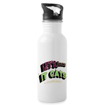 Cat Face Tshirts Birthday Present Pet Lover Happy - Water bottle with straw - white - Right