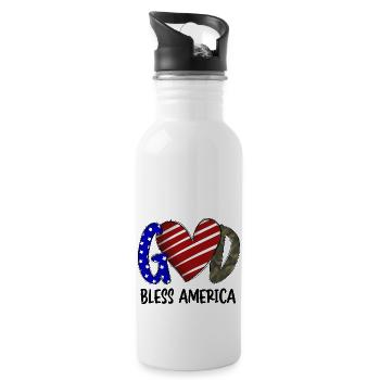 God Bless America - Water bottle with straw - white - Right
