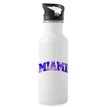 Miami logo: Collegiate design with a tropical vibe - Water bottle with straw - white - Right